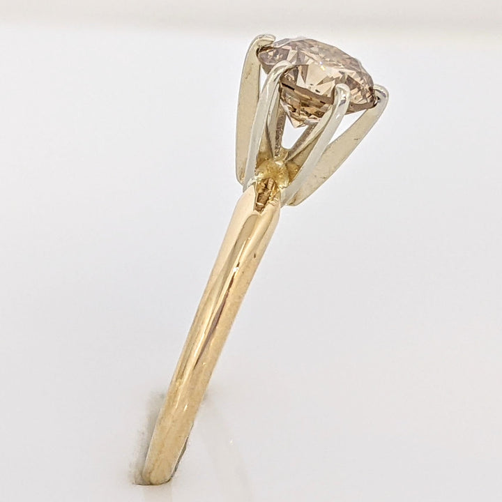 14K .80 CARAT TOTAL I2 CHAMPAGNE DIAMOND ROUND SOLITAIRE ESTATE RING 1.8 GRAMS