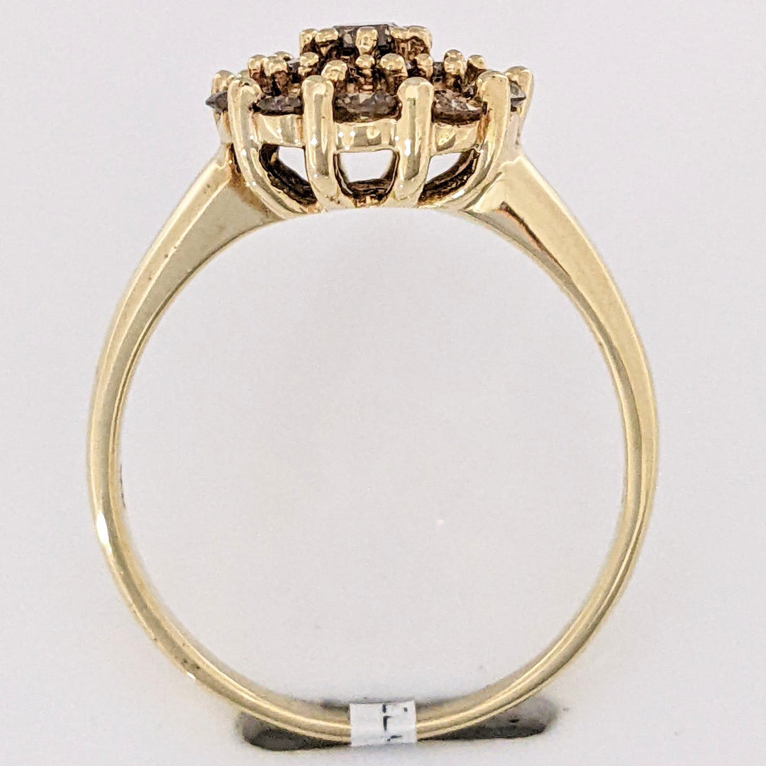 10K .75 CARAT TOTAL WEIGHT SI2 CHAMPAGNE ROUND (21) ESTATE CLUSTER RING 4.0 GRAMS