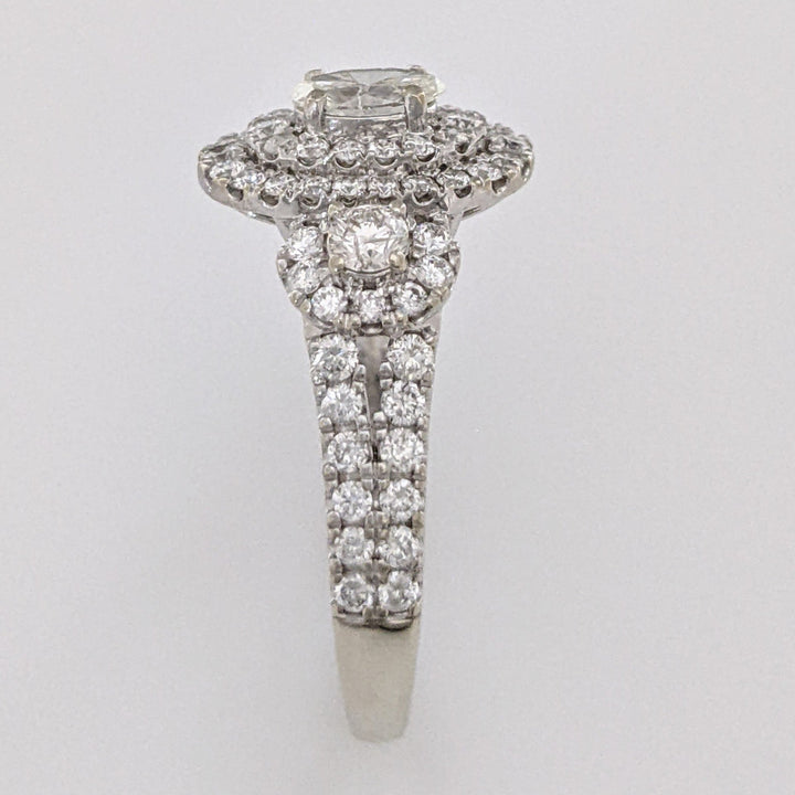 10K WHITE 1.17 CARAT TOTAL WEIGHT SI1 I DIAMOND OVAL (1) ROUND (76) ESTATE HALO RING 3.4 GRAMS