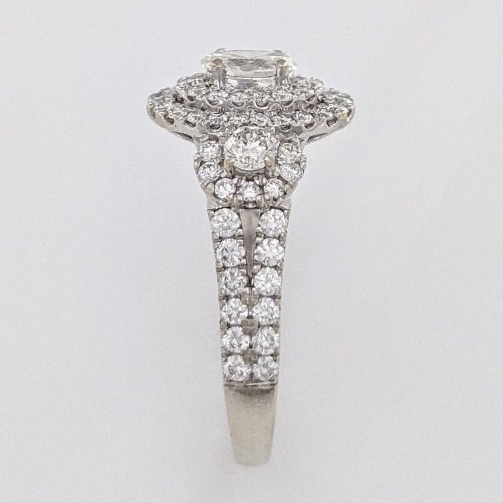 10K WHITE 1.17 CARAT TOTAL WEIGHT SI1 I DIAMOND OVAL (1) ROUND (76) ESTATE HALO RING 3.4 GRAMS