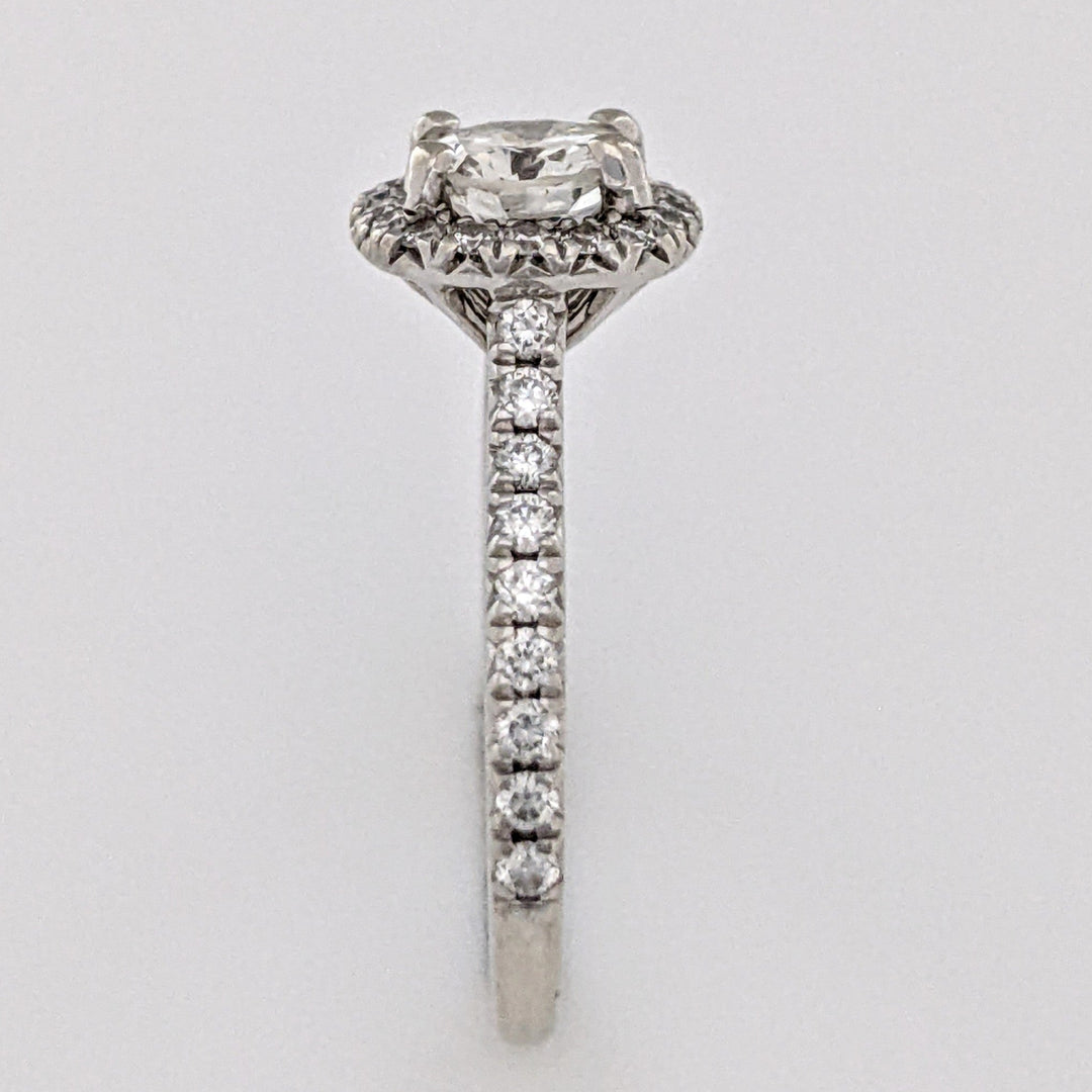 14K WHITE 1.01 CARAT TOTAL WEIGHT VS-SI G-I DIAMOND ROUND (39) ESTATE HALO RING 2.4 GRAMS