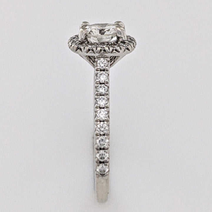 14K WHITE 1.01 CARAT TOTAL WEIGHT VS-SI G-I DIAMOND ROUND (39) ESTATE HALO RING 2.4 GRAMS