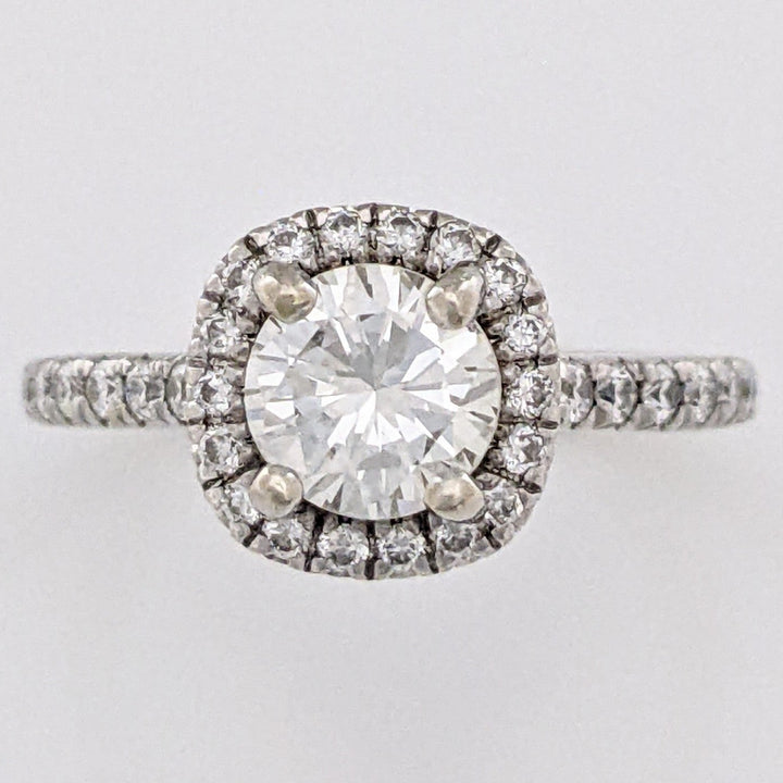 14K WHITE 1.01 CARAT TOTAL WEIGHT VS-SI G-I DIAMOND ROUND (39) ESTATE HALO RING 2.4 GRAMS