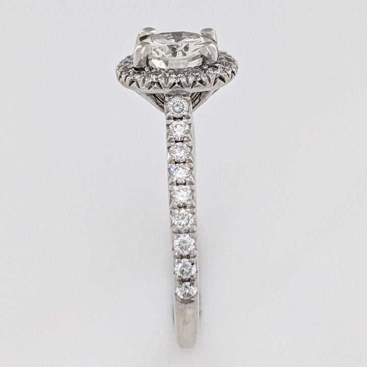 14K WHITE 1.01 CARAT TOTAL WEIGHT VS-SI G-I DIAMOND ROUND (39) ESTATE HALO RING 2.4 GRAMS
