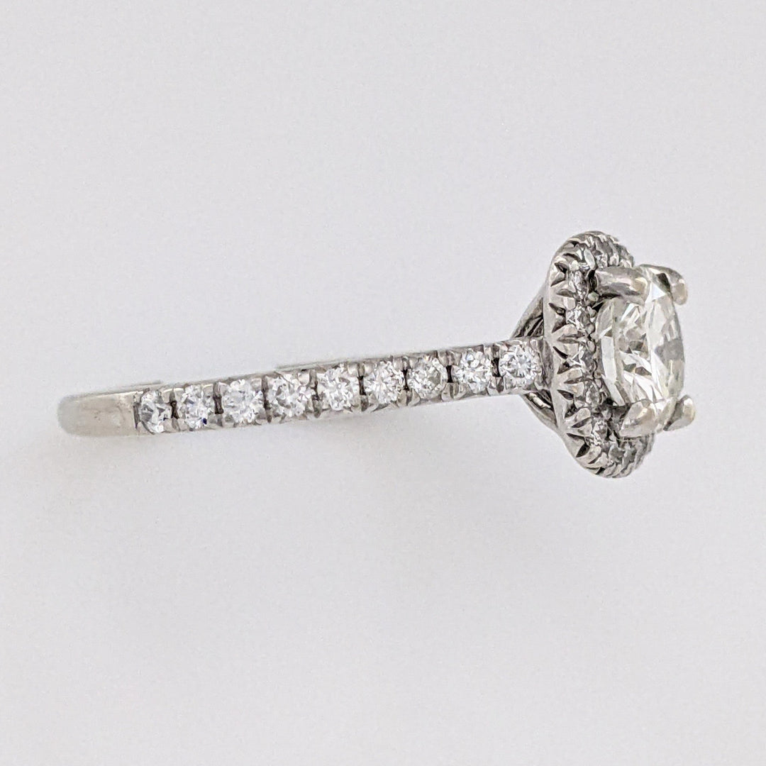 14K WHITE 1.01 CARAT TOTAL WEIGHT VS-SI G-I DIAMOND ROUND (39) ESTATE HALO RING 2.4 GRAMS
