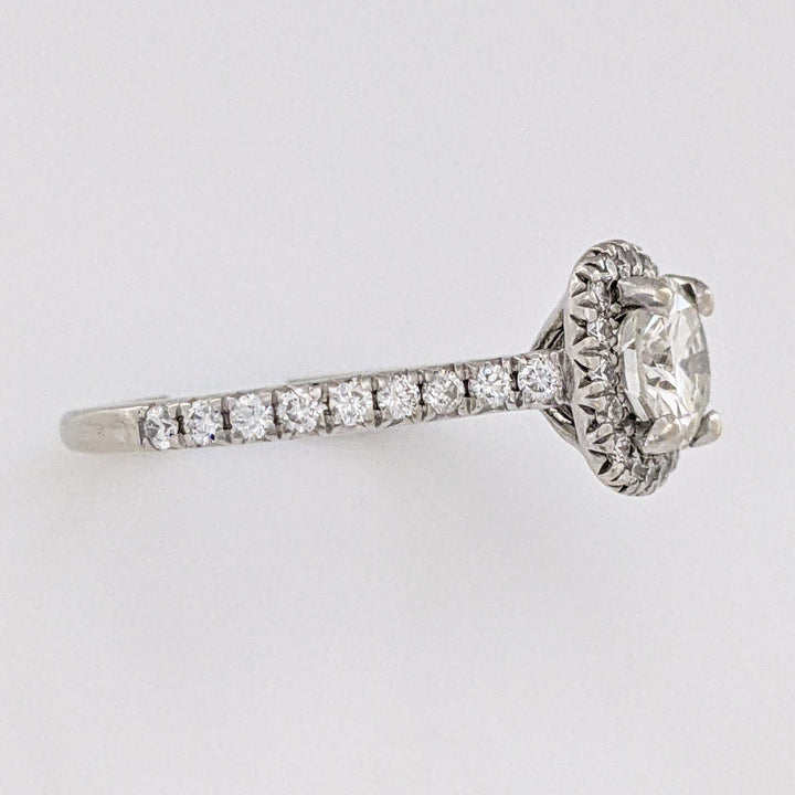 14K WHITE 1.01 CARAT TOTAL WEIGHT VS-SI G-I DIAMOND ROUND (39) ESTATE HALO RING 2.4 GRAMS