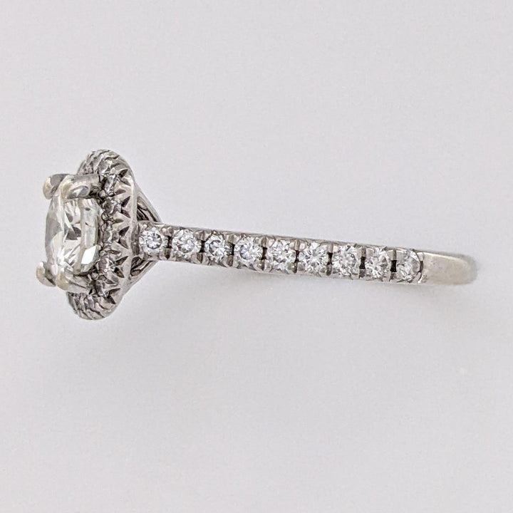 14K WHITE 1.01 CARAT TOTAL WEIGHT VS-SI G-I DIAMOND ROUND (39) ESTATE HALO RING 2.4 GRAMS