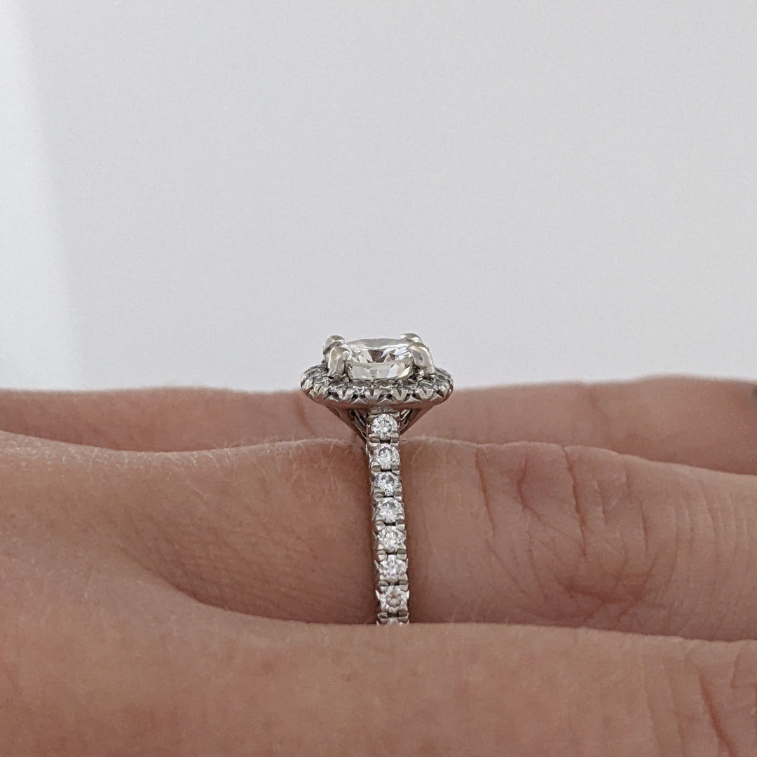 14K WHITE 1.01 CARAT TOTAL WEIGHT VS-SI G-I DIAMOND ROUND (39) ESTATE HALO RING 2.4 GRAMS