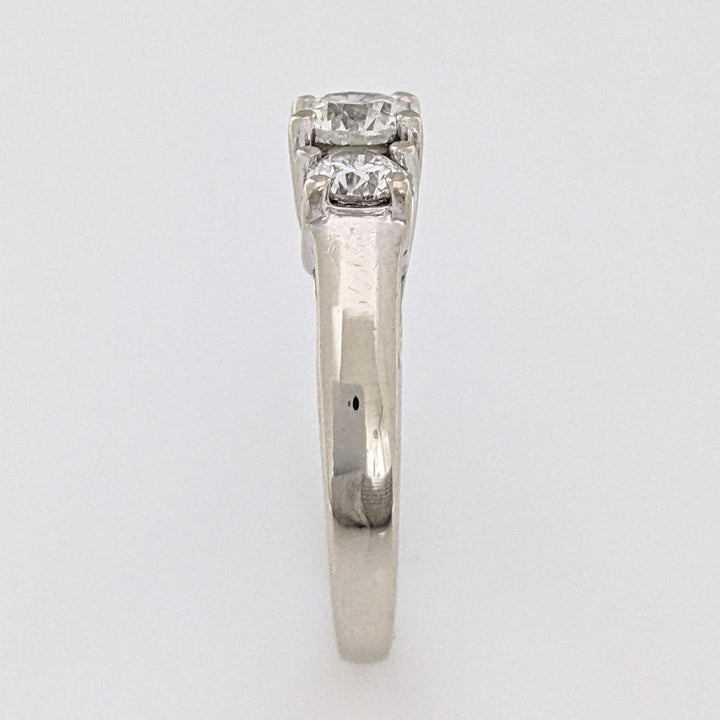 14K WHITE 1.34 CARAT TOTAL WEIGHT I1-I2 H DIAMOND ROUND (3) ESTATE TRINITY RING 4.5 GRAMS