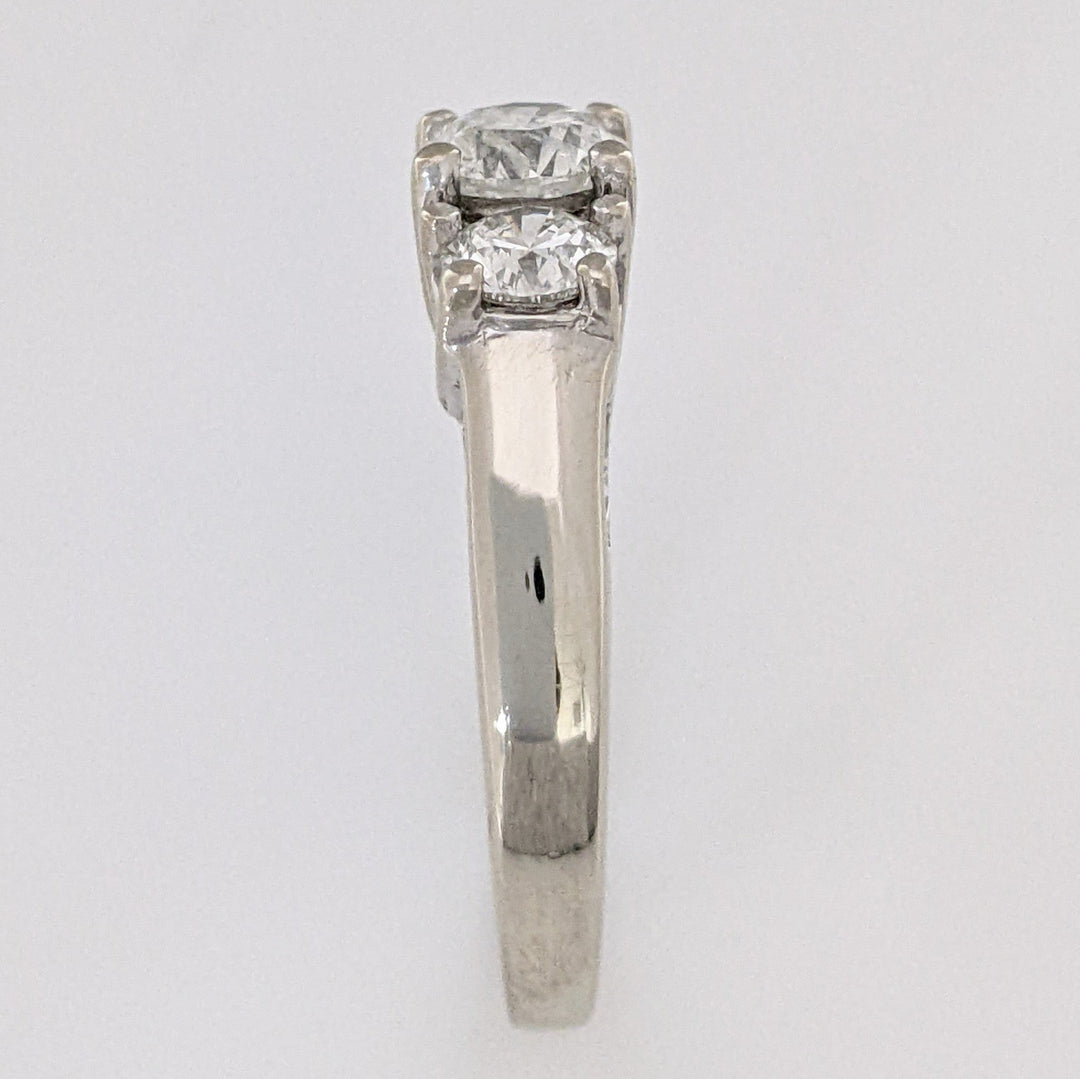 14K WHITE 1.34 CARAT TOTAL WEIGHT I1-I2 H DIAMOND ROUND (3) ESTATE TRINITY RING 4.5 GRAMS