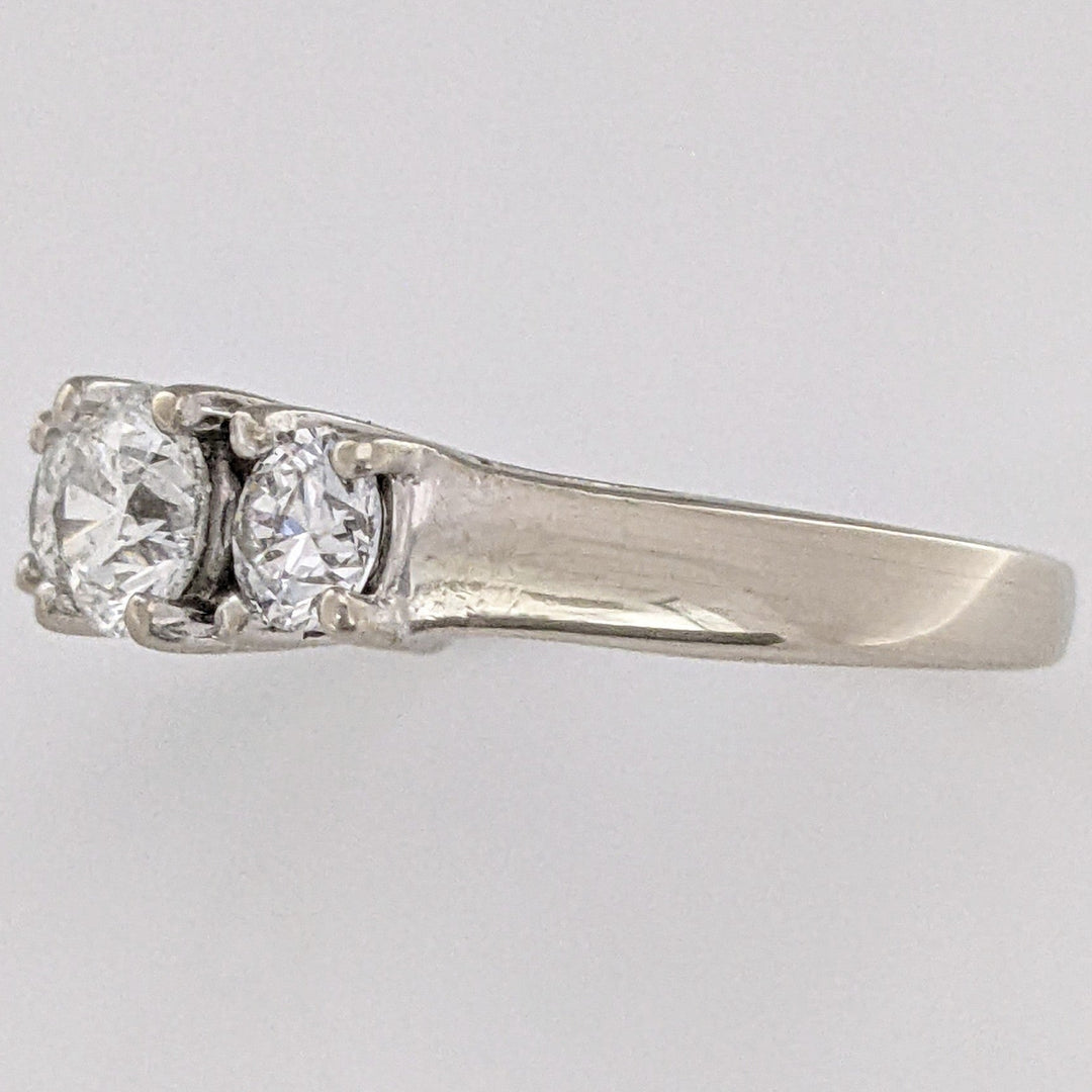 14K WHITE 1.34 CARAT TOTAL WEIGHT I1-I2 H DIAMOND ROUND (3) ESTATE TRINITY RING 4.5 GRAMS