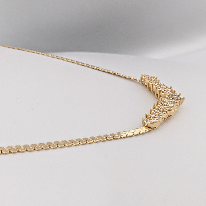 14K 1.13 CARAT TOTAL WEIGHT SI1 I-J DIAMOND ROUND (36) ESTATE NECKLACE 11.6 GRAMS