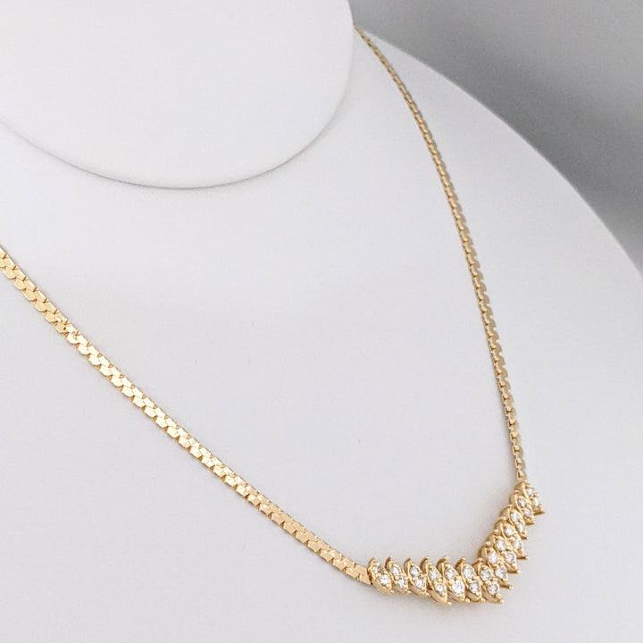 14K 1.13 CARAT TOTAL WEIGHT SI1 I-J DIAMOND ROUND (36) ESTATE NECKLACE 11.6 GRAMS