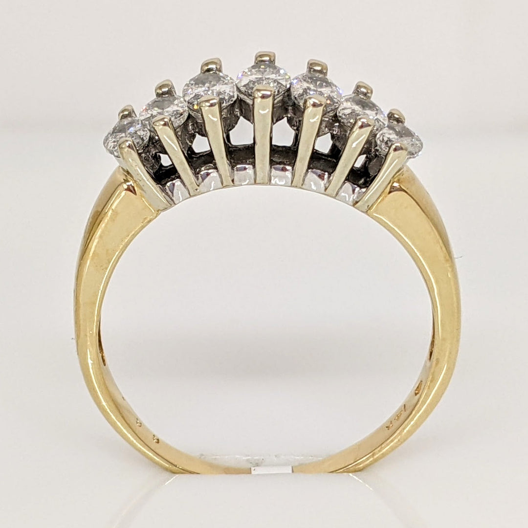 14K .99 CARAT TOTAL WEIGHT PROMOTIONAL DIAMOND MARQUISE (7) ESTATE RING 3.5 GRAMS