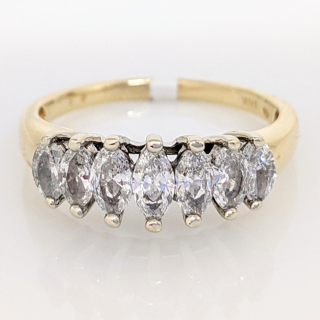 14K .99 CARAT TOTAL WEIGHT PROMOTIONAL DIAMOND MARQUISE (7) ESTATE RING 3.5 GRAMS