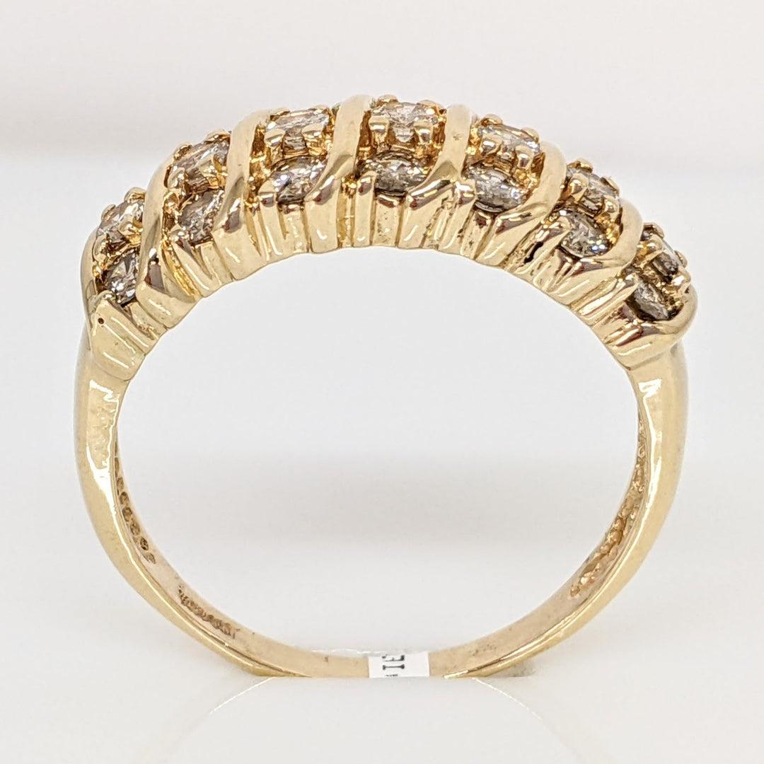 14K 1.05 CARAT TOTAL WEIGHT DIAMOND ROUND (21) FANCY ESTATE RING 4.9 GRAMS