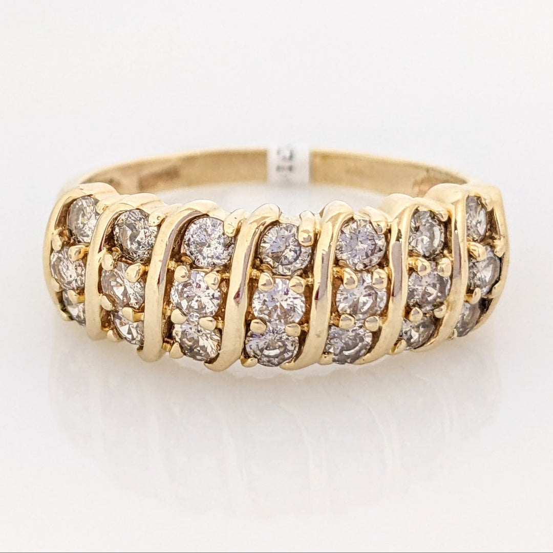 14K 1.05 CARAT TOTAL WEIGHT DIAMOND ROUND (21) FANCY ESTATE RING 4.9 GRAMS