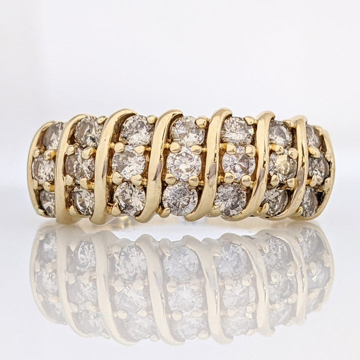 14K 1.05 CARAT TOTAL WEIGHT DIAMOND ROUND (21) FANCY ESTATE RING 4.9 GRAMS