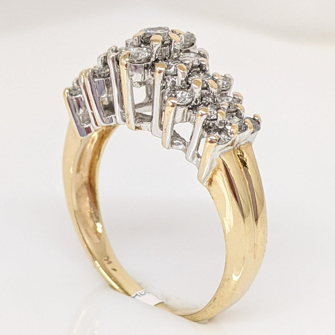 14K .98 CARAT TOTAL WEIGHT I1 H DIAMOND ROUND (23) CLUSTER ESTATE RING 4.6 GRAMS