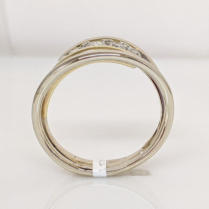 14K TWO-TONE .56 CARAT TOTAL WEIGHT I1 I DIAMOND ROUND (5) BYPASS ESTATE BAND 5.8 GRAMS