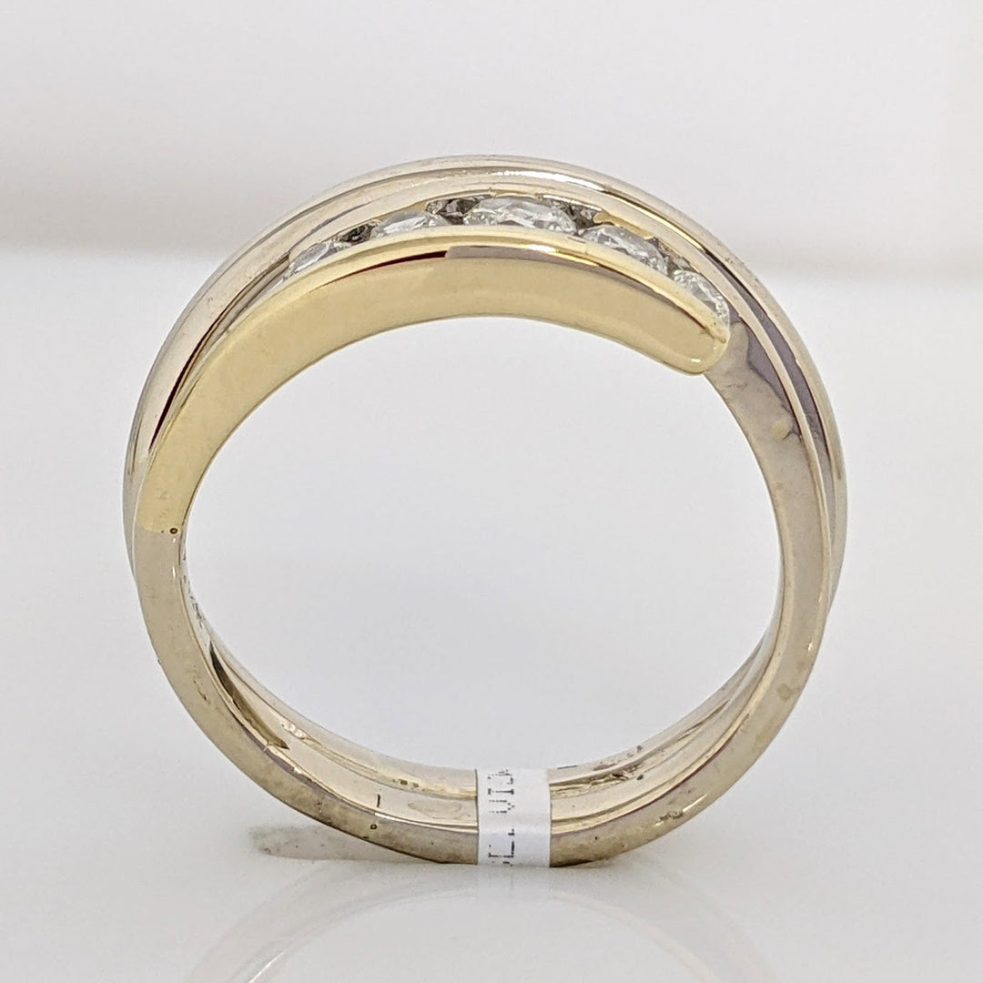 14K TWO-TONE .56 CARAT TOTAL WEIGHT I1 I DIAMOND ROUND (5) BYPASS ESTATE BAND 5.8 GRAMS