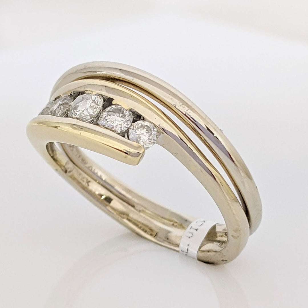 14K TWO-TONE .56 CARAT TOTAL WEIGHT I1 I DIAMOND ROUND (5) BYPASS ESTATE BAND 5.8 GRAMS