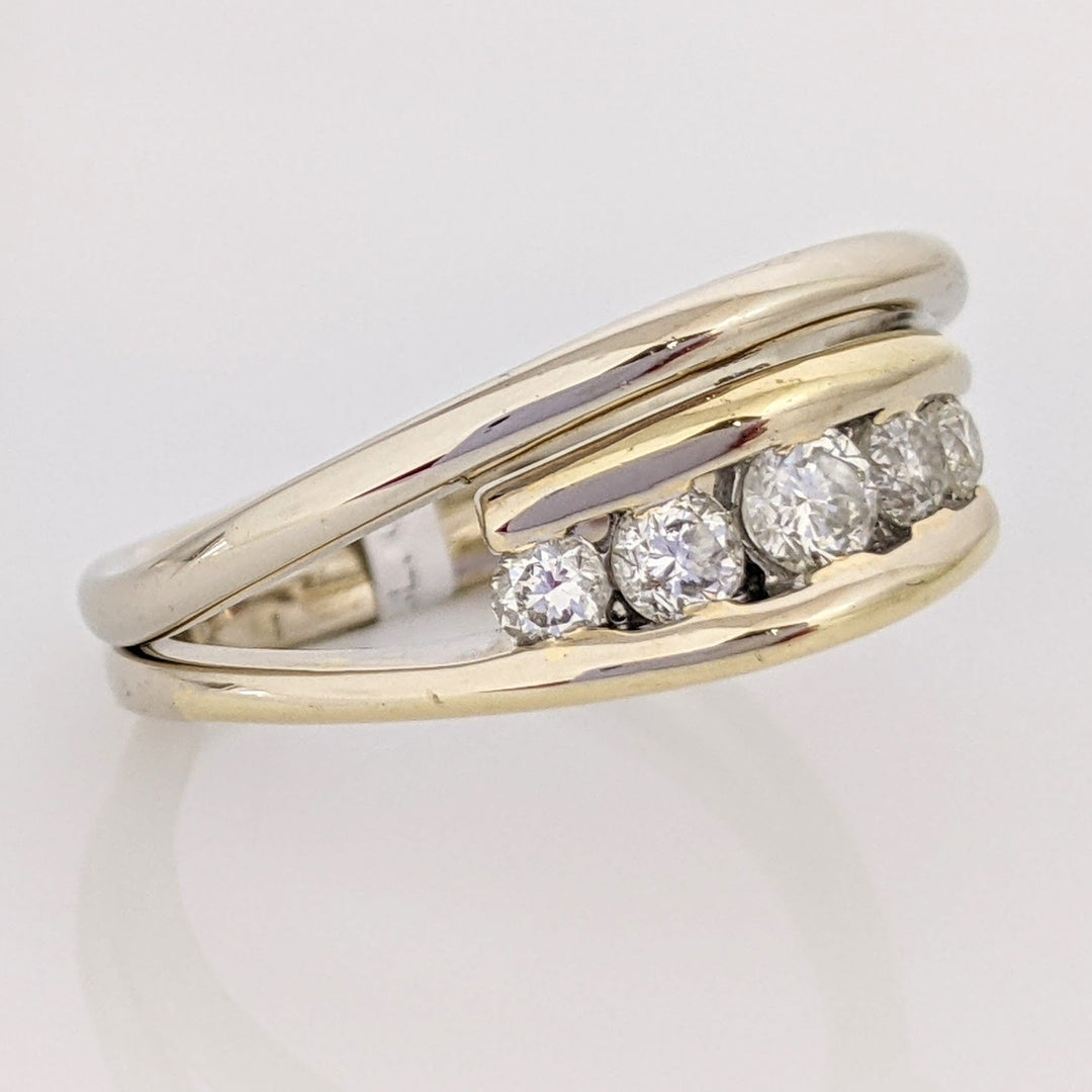 14K TWO-TONE .56 CARAT TOTAL WEIGHT I1 I DIAMOND ROUND (5) BYPASS ESTATE BAND 5.8 GRAMS