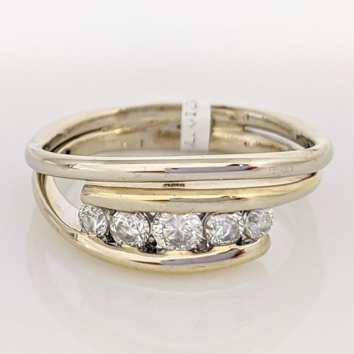 14K TWO-TONE .56 CARAT TOTAL WEIGHT I1 I DIAMOND ROUND (5) BYPASS ESTATE BAND 5.8 GRAMS