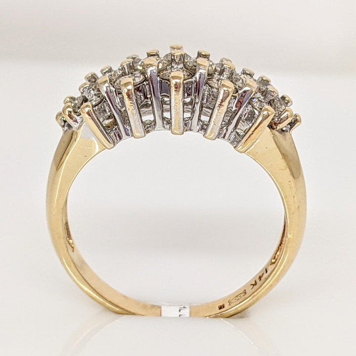 14K .96 CARAT TOTAL WEIGHT I1 J DIAMOND ROUND (16) CLUSTER RING 4.0 GRAMS