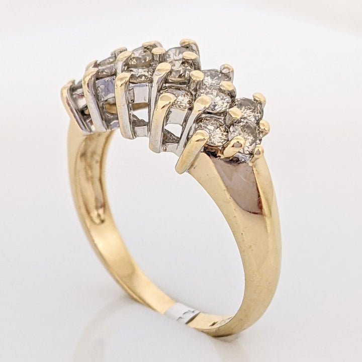 14K .96 CARAT TOTAL WEIGHT I1 J DIAMOND ROUND (16) CLUSTER RING 4.0 GRAMS