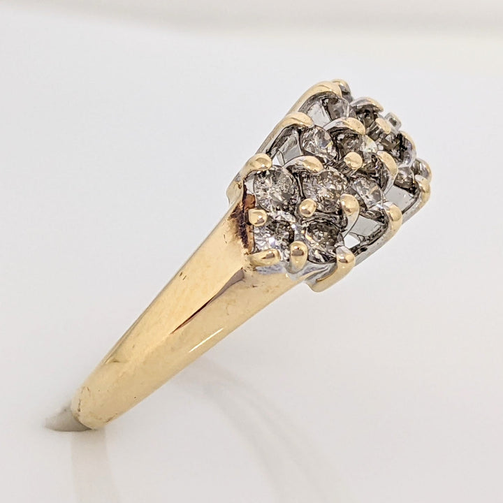 14K .96 CARAT TOTAL WEIGHT I1 J DIAMOND ROUND (16) CLUSTER RING 4.0 GRAMS