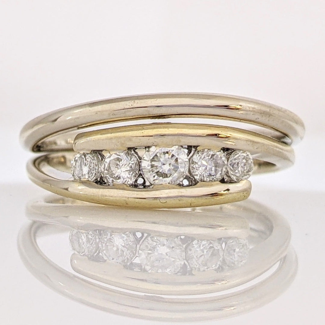14K TWO-TONE .56 CARAT TOTAL WEIGHT I1 I DIAMOND ROUND (5) BYPASS ESTATE BAND 5.8 GRAMS