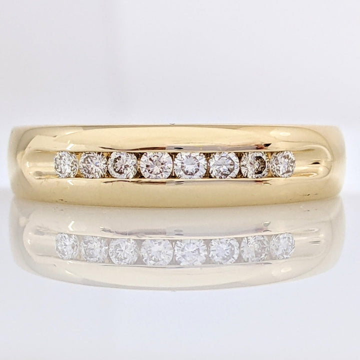 14K .20 CARAT TOTAL WEIGHT I1 H-I DIAMOND ROUND (7) CHANNEL SET ESTATE BAND 5.8 GRAMS
