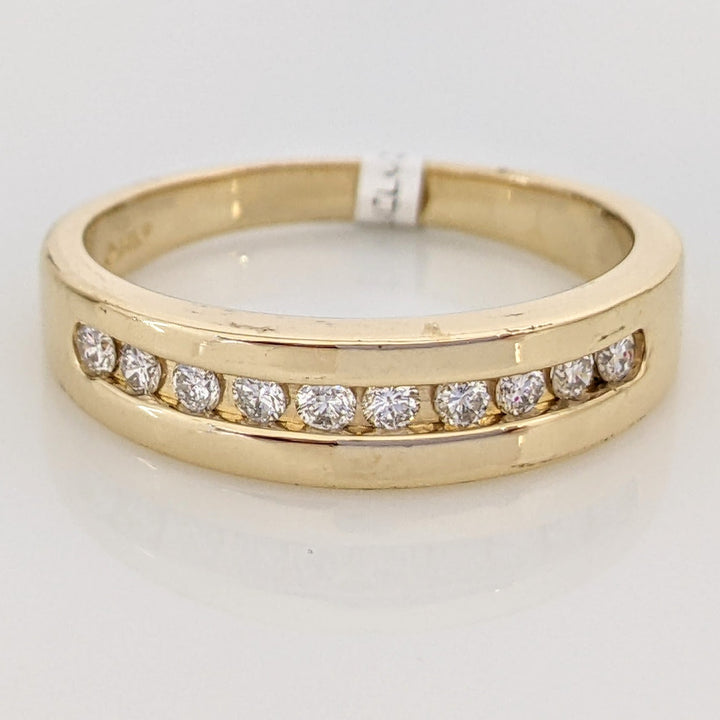 14K .30 CARAT TOTAL WEIGHT SI1 I DIAMOND ROUND (10) ESTATE CHANNEL BAND 5.3 GRAMS