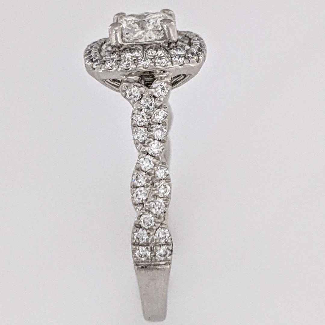 PLATINUM/18K 1.19 CARAT TOTAL WEIGHT SI1 G DIAMOND CUSHON CUT WITH (96) ROUND "PNINA" ESTATE RING 6. GRAMS