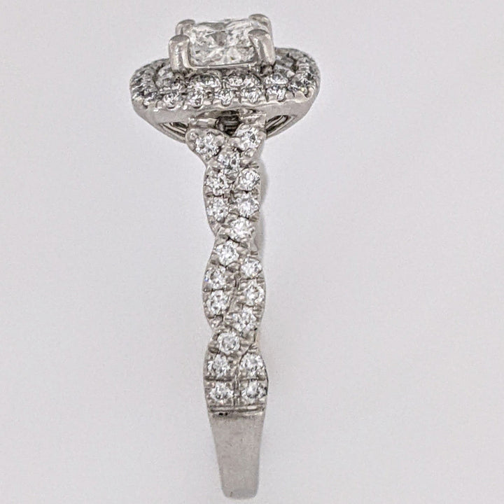 PLATINUM/18K 1.19 CARAT TOTAL WEIGHT SI1 G DIAMOND CUSHON CUT WITH (96) ROUND "PNINA" ESTATE RING 6. GRAMS