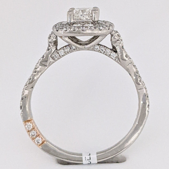 PLATINUM/18K 1.19 CARAT TOTAL WEIGHT SI1 G DIAMOND CUSHON CUT WITH (96) ROUND "PNINA" ESTATE RING 6. GRAMS