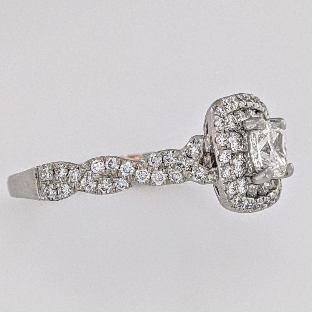 PLATINUM/18K 1.19 CARAT TOTAL WEIGHT SI1 G DIAMOND CUSHON CUT WITH (96) ROUND "PNINA" ESTATE RING 6. GRAMS