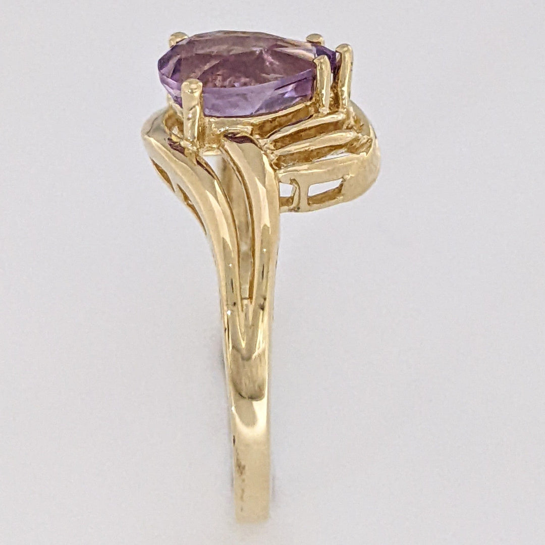 14K AMETHYST PEAR 6X8 WITH MELEE SWIRL TOP ESTATE RING 2.4 GRAMS