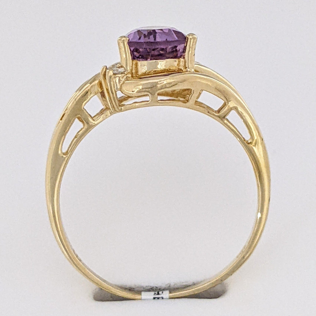 14K AMETHYST PEAR 6X8 WITH MELEE SWIRL TOP ESTATE RING 2.4 GRAMS