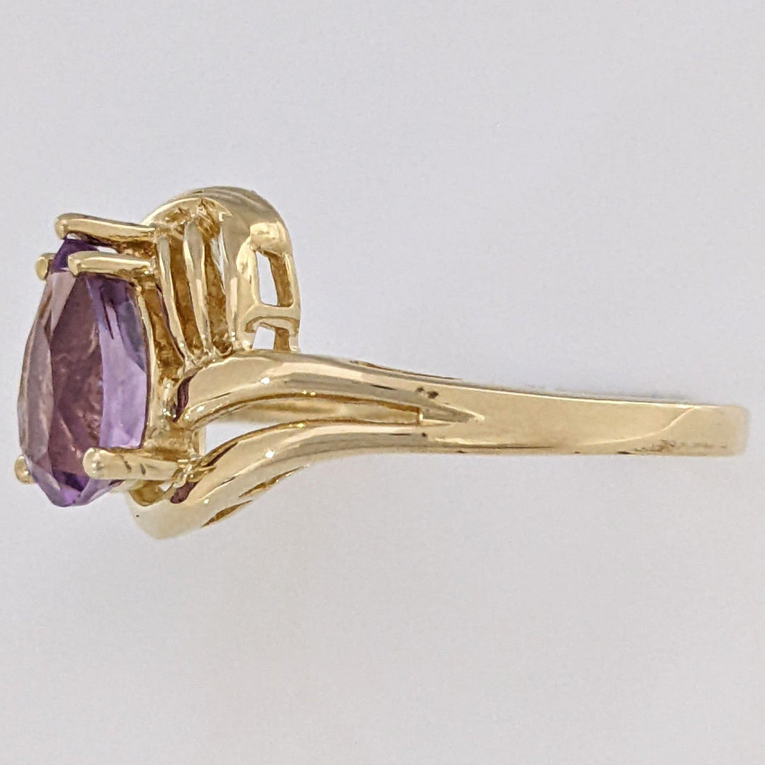 14K AMETHYST PEAR 6X8 WITH MELEE SWIRL TOP ESTATE RING 2.4 GRAMS