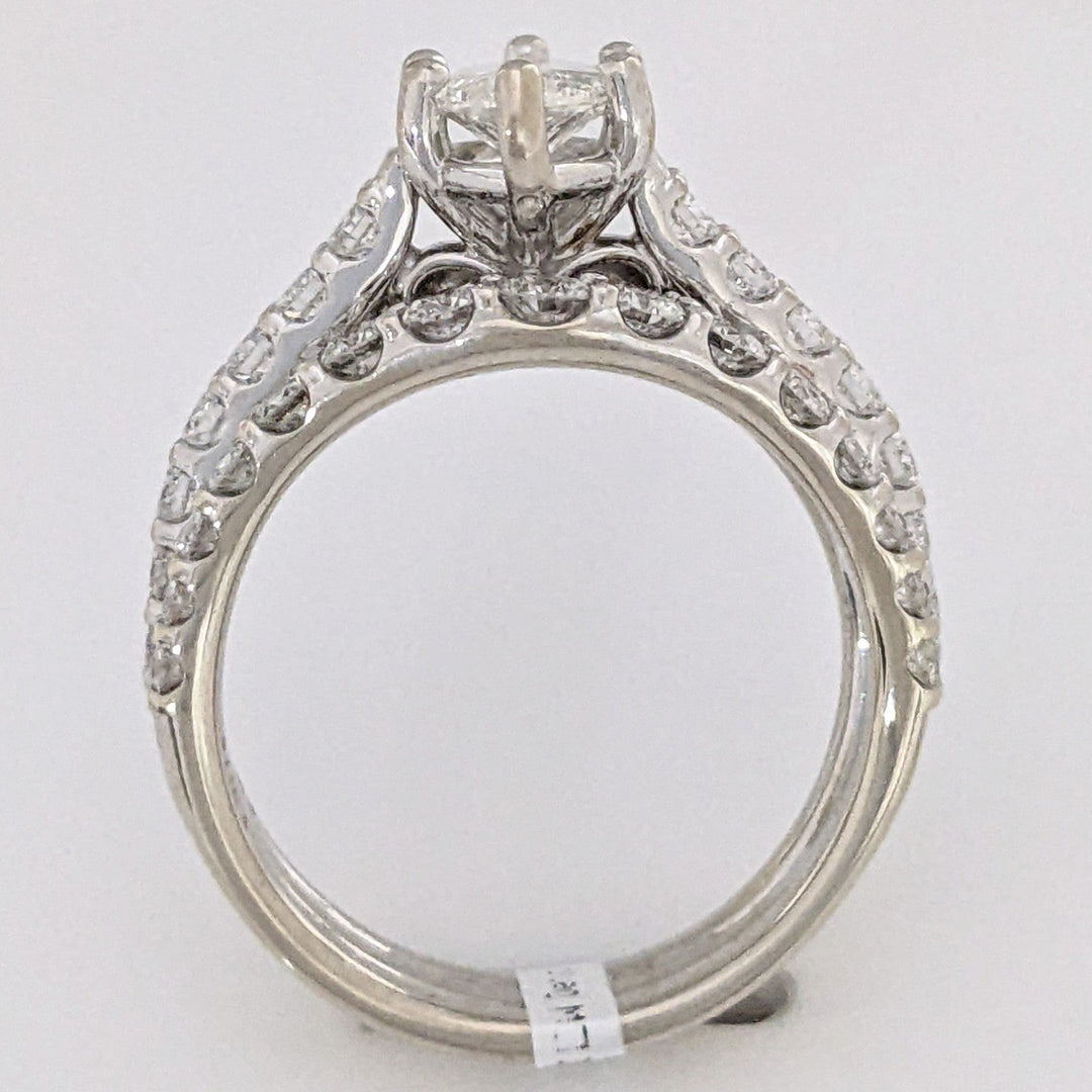 14K WHITE 2.40 CARAT TOTAL WEIGHT SI2 E DIAMOND MARQUISE WITH (44) MELEE ESTATE RING 7.7 GRAMS
