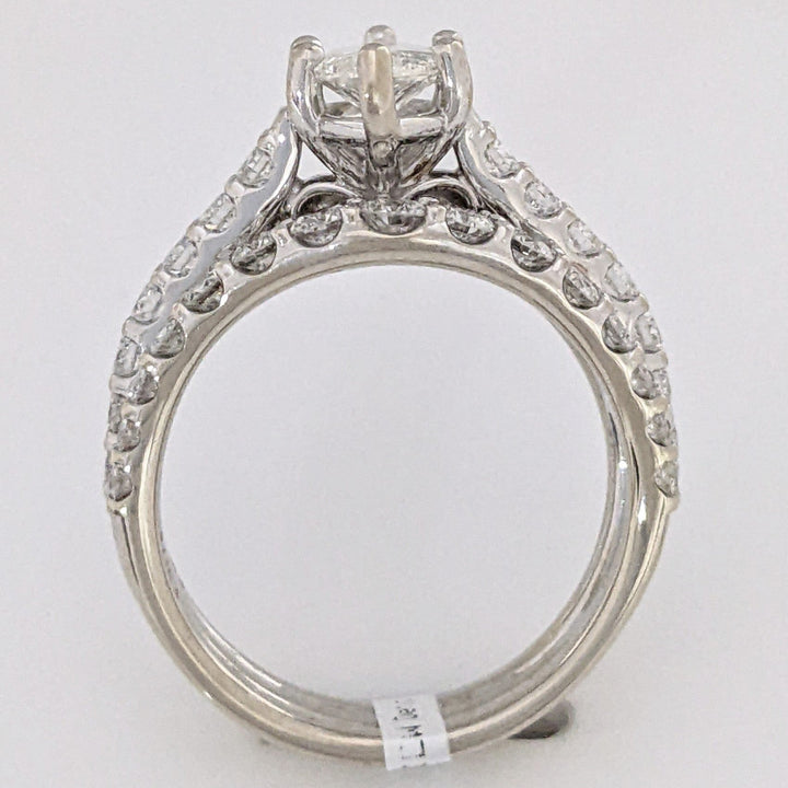 14K WHITE 2.40 CARAT TOTAL WEIGHT SI2 E DIAMOND MARQUISE WITH (44) MELEE ESTATE RING 7.7 GRAMS