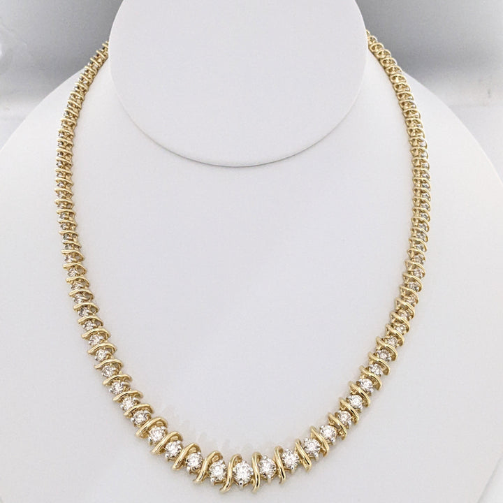 14K 8.85 CARAT TOTAL WEIGHT I1-I2 H-I DIAMOND ROUND (106) ESTATE S-LINK NECKLACE 39.4 GRAMS