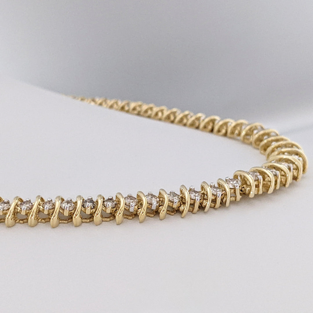 14K 8.85 CARAT TOTAL WEIGHT I1-I2 H-I DIAMOND ROUND (106) ESTATE S-LINK NECKLACE 39.4 GRAMS