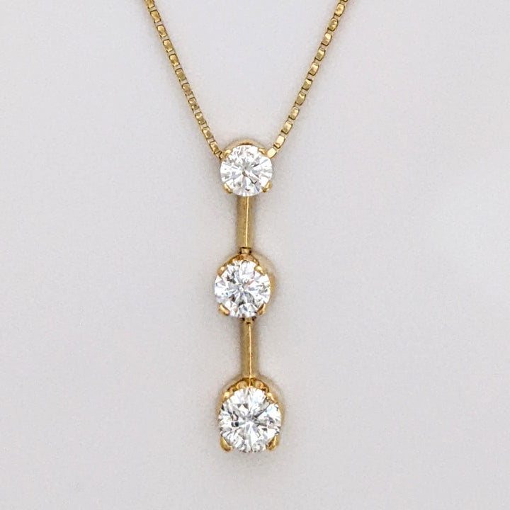 14K 1.02 CARAT TOTAL WEIGHT I1 H-I DIAMOND ROUND (6) ESTATE TRINITY PENDANT 4.3 GRAMS