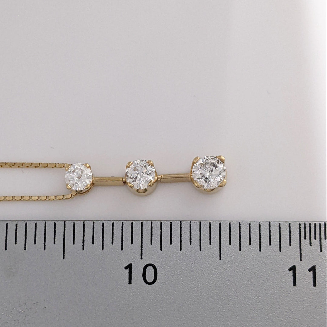 14K 1.02 CARAT TOTAL WEIGHT I1 H-I DIAMOND ROUND (6) ESTATE TRINITY PENDANT 4.3 GRAMS