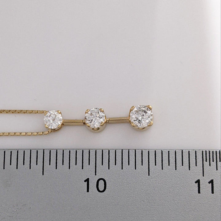 14K 1.02 CARAT TOTAL WEIGHT I1 H-I DIAMOND ROUND (6) ESTATE TRINITY PENDANT 4.3 GRAMS