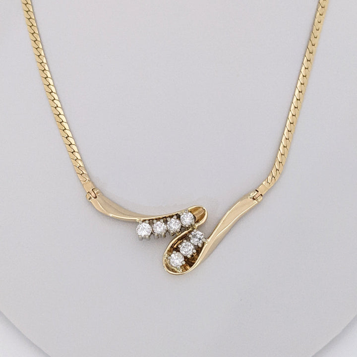 14K 1.46 CARAT TOTAL WEIGHT I1 H-I DIAMOND ROUND (7) FREE FORM ESTATE NECKLACE 19.3 GRAMS