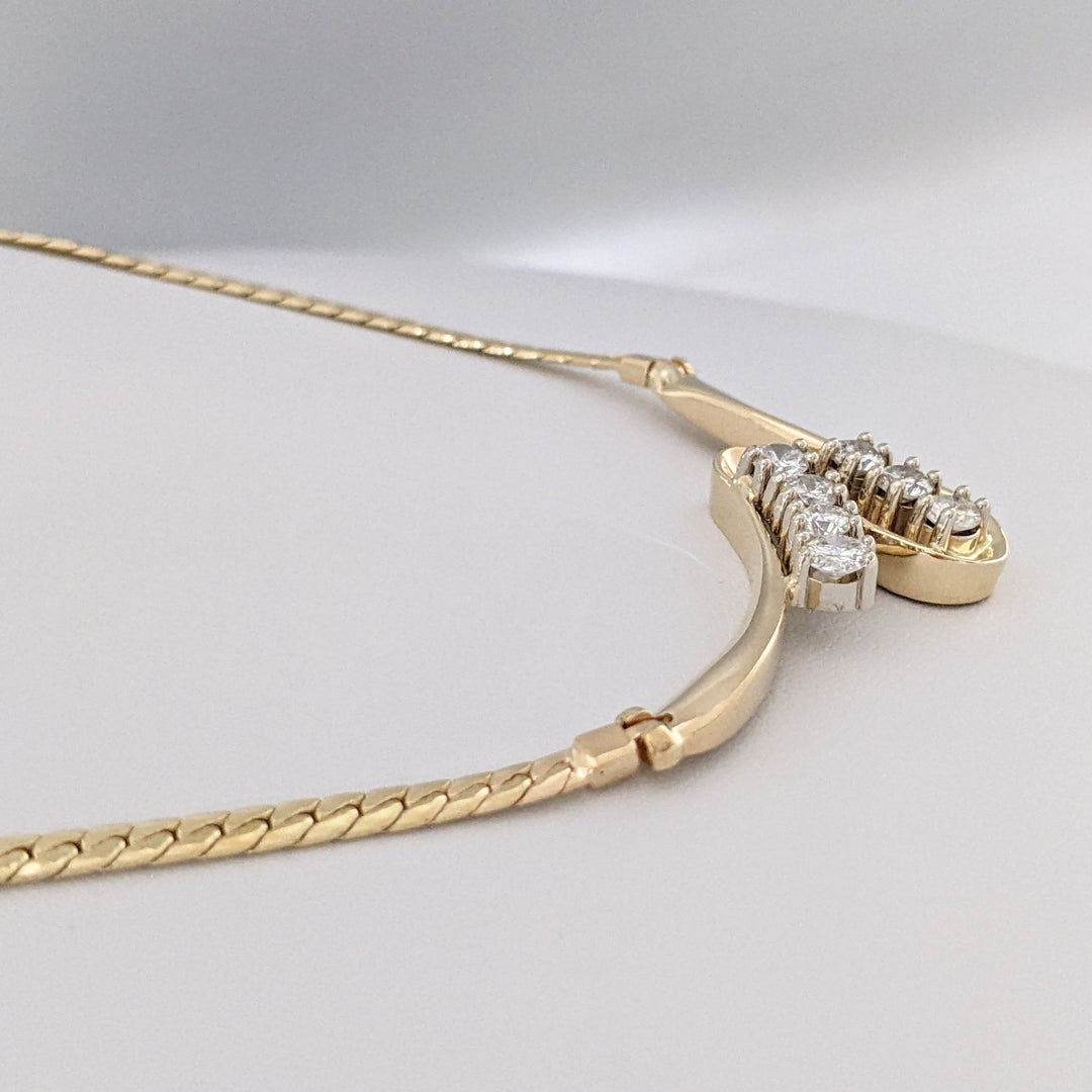 14K 1.46 CARAT TOTAL WEIGHT I1 H-I DIAMOND ROUND (7) FREE FORM ESTATE NECKLACE 19.3 GRAMS